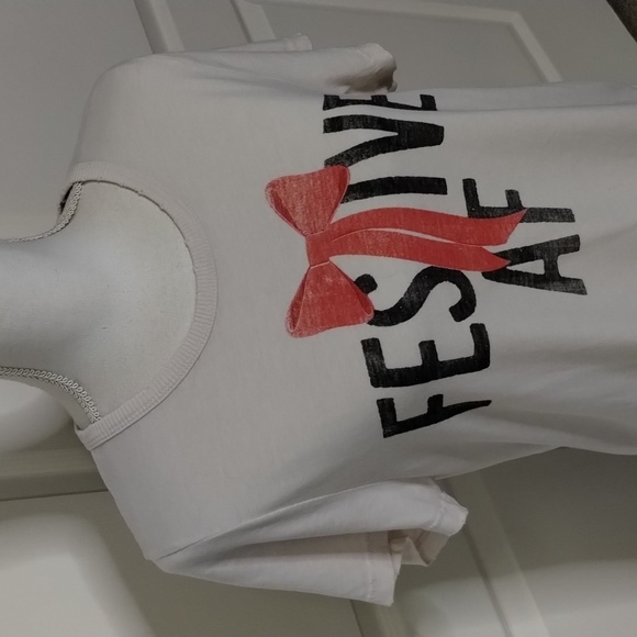 Junk Food Los Angeles "Festive AF' graphic distressed tee off white size large - Picture 2 of 12